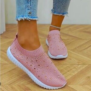 Brand New Rhinestone Pink Sneakers